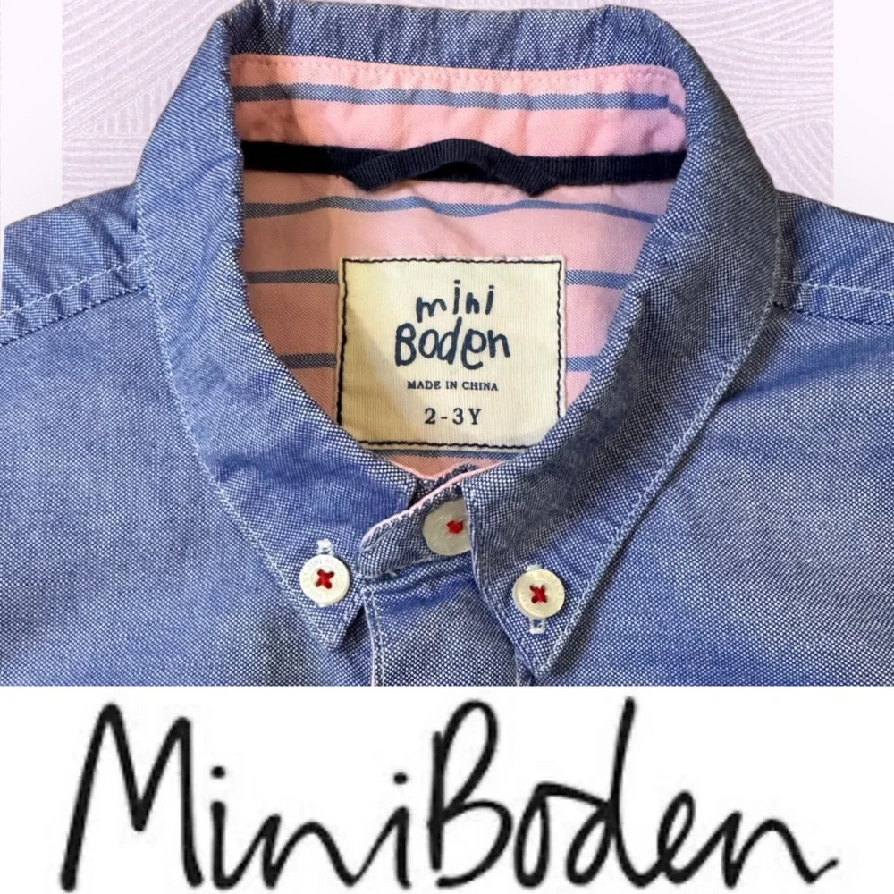 Mini Boden Blue Dress Shirt, Size 2-3 Years, MSRP $40 - Picture 4 of 5